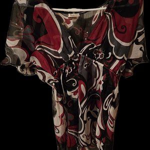 Studio Y Blouse Medium Printed Magenta Gray White